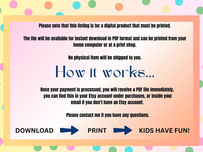 Digital download, printable PDF