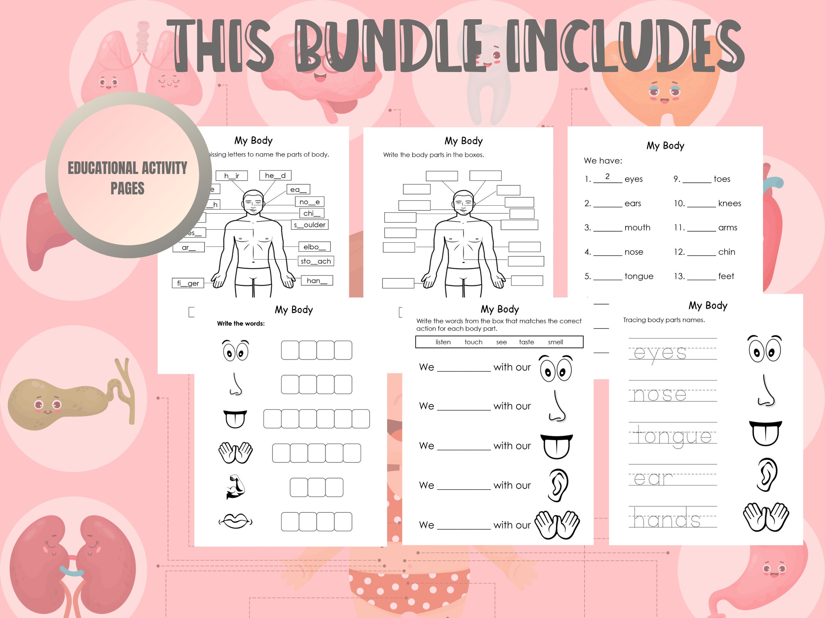 Kids Printables, Body Parts Printable Activity for Kids, Kids ...