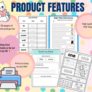 Sight Word Worksheets | Preschool | Kindergarten & 1st Grade Reading Printables | Spelling | ELA (PDF Download) image 8