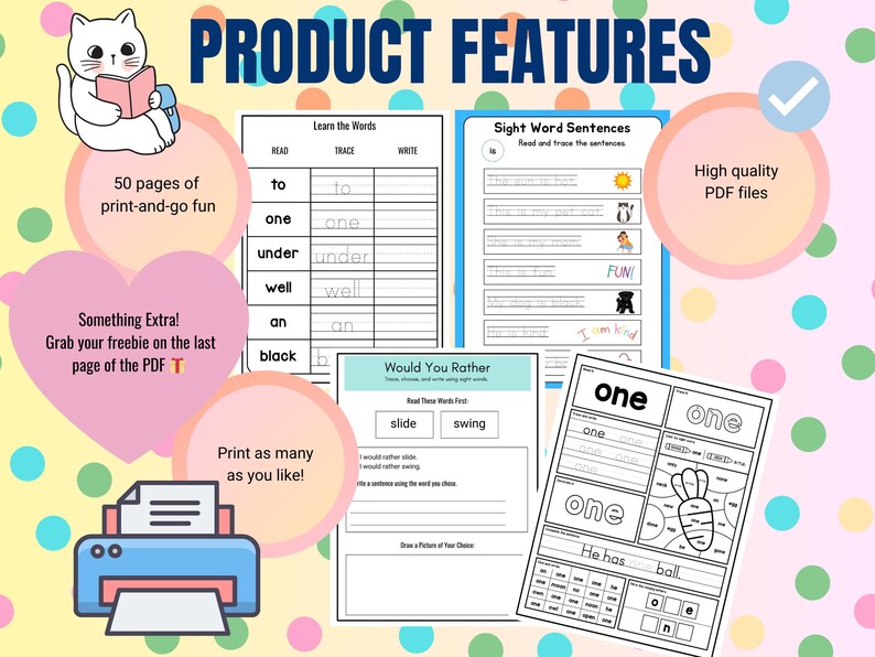 Sight Word Worksheets | Preschool | Kindergarten & 1st Grade Reading Printables | Spelling | ELA (PDF Download) image 8