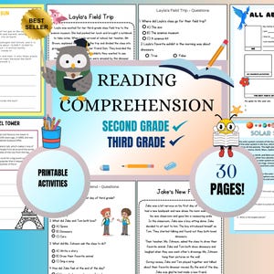 Comprensione della lettura, attività per la seconda e terza elementare, storie con domande, schede di lavoro per bambini, apprendimento a casa, ELA, pacchetto di competenze di lettura