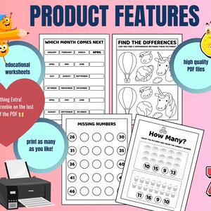 Kindergarten & First Grade Math Worksheets | Early Learning Activity Pack | Math Practice (PDF Download) image 8