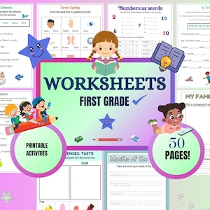 First Grade Worksheets, First Grade Writing, ELA Worksheets, 1st Grade Homeschool, 1st Grade Printable Activity, Get Ready for 1st Grade