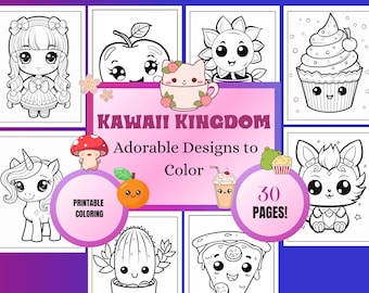 Kawaii Coloring | Kids Coloring Pages | Cute Coloring Designs | Kawaii Printable (Digital Download)