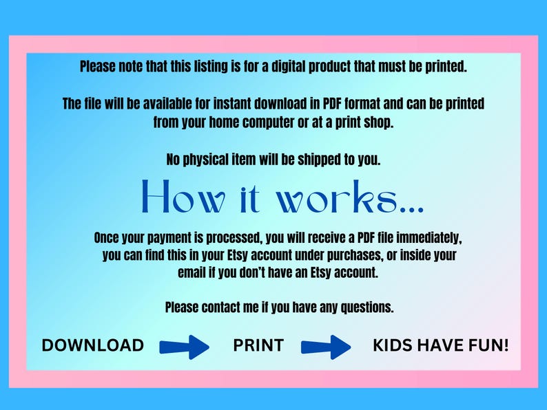 Printable PDF, Digital download