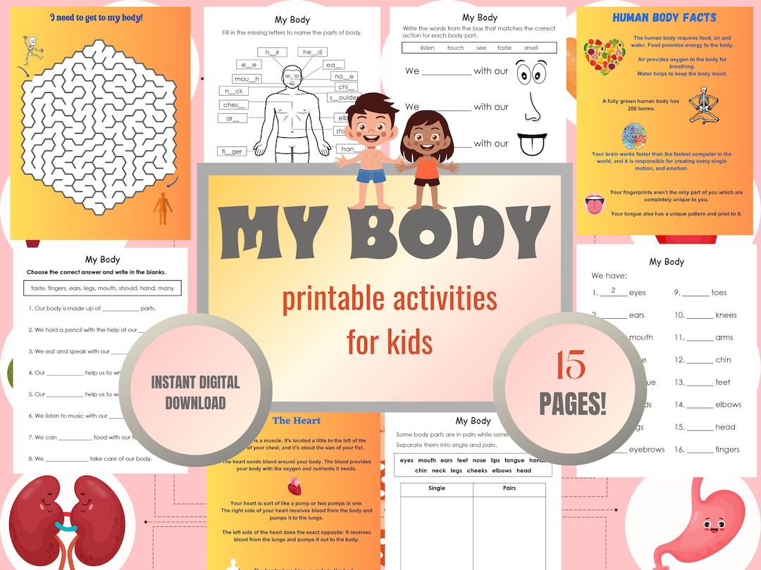 Human Body Worksheets, Human Body Printable for Kids, Body Parts ...