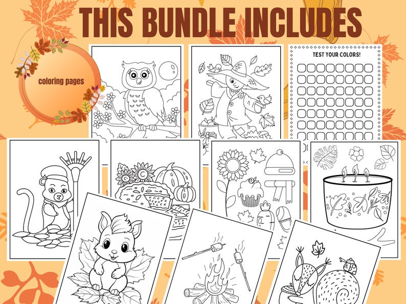 Cute fall coloring, autumn coloring pages