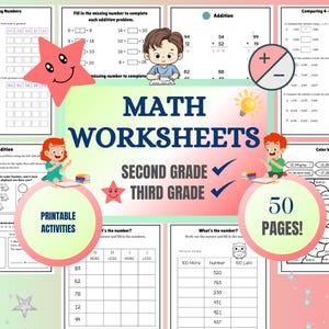 2nd & 3rd Grade Math Worksheets | Kids Addition, Subtraction (PDF Download)