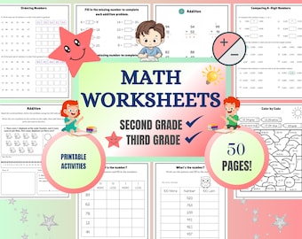 Printable Math Worksheets for 2nd & 3rd Grade | Addition, Subtraction, Math Games (Ages 7–9) (PDF Download)