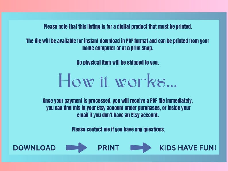 Digital download, printable PDF