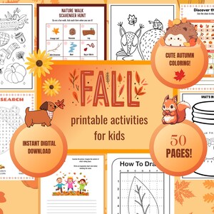 Fall Kids Activities, Fall Printable Activity, Autumn Activities, Autumn Coloring Pages, Fall Scavenger Hunt, Autumn Activity Bundle