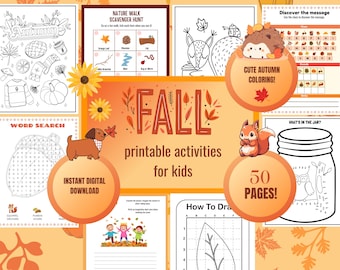 Fall Activity Bundle | Kids Autumn Coloring Pages & Scavenger Hunt | Fall Activities (Digital Download)