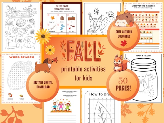 Fall Activity Bundle | Kids Autumn Coloring Pages & Scavenger Hunt | Fall Activities (Digital Download)
