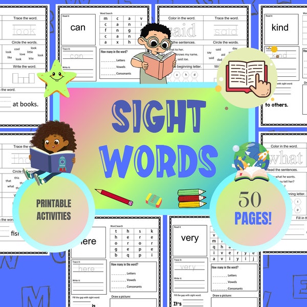 Sight Words Worksheets, Printable Sight Words, Pre k Learning, Sight Words for Kids, Learn to Read, Writing Activity, Homeschool Learning