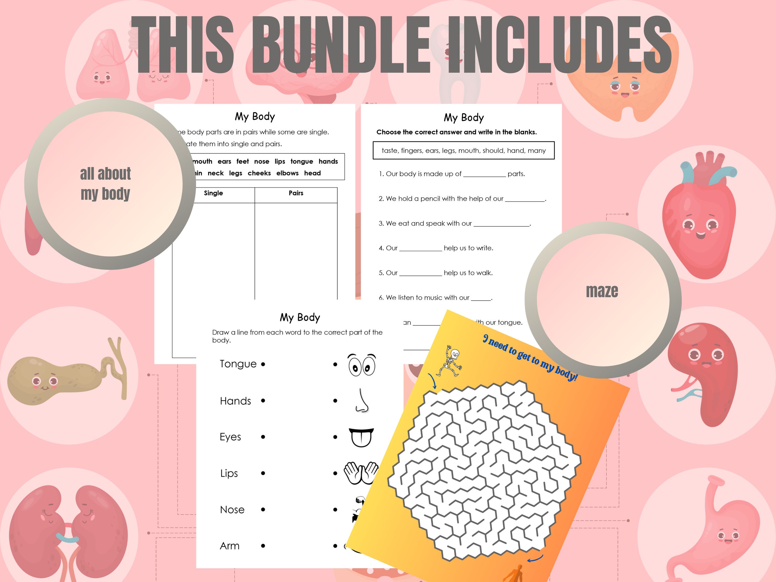 Human Body Worksheets, Human Body Printable for Kids, Body Parts ...