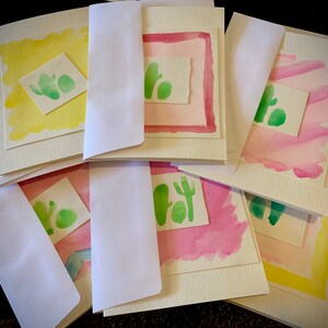 Saguaro Cactus Assorted Hand Painted Watercolor Greeting Cards - Pack of 6