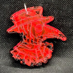 Glow in the Dark Pink & Black Plague Doctor Snarky Ornament