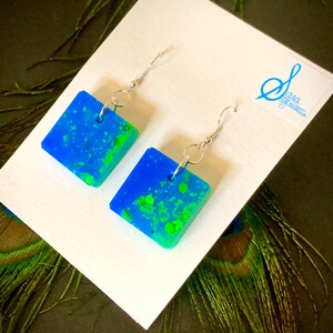 Earth Inspired Square Deco Resin Earrings