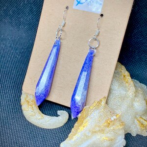 Indigo Purple Dainty Resin Crystal Prism Pendulum Dangly Earrings