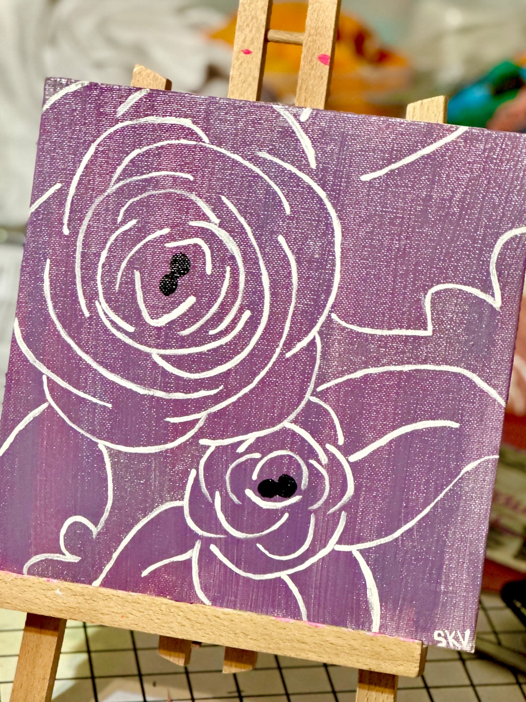Pale Purple Abstract Flower Bloom 10x10 Hand Painted Canvas Etsy