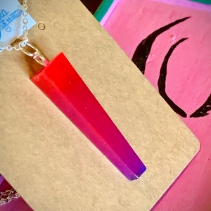 Pink to Purple Fade Handmade Tapered Pendant Necklace Resin Jewelry Gift