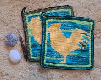 Potholder chicken yellow