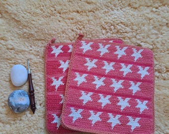 Potholder stars beige