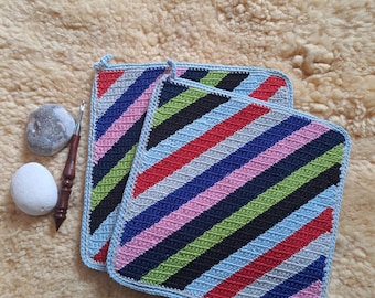 Potholders bias stripes