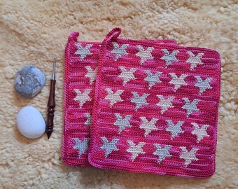Potholder pink stars