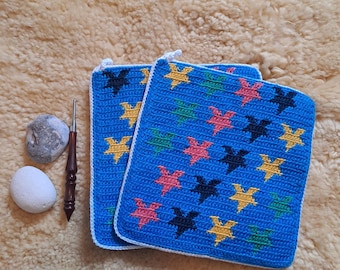Potholders rainbow stars