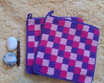 Potholder check pink