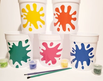 Personalized Art Party Cups: Painting Birthday Favors