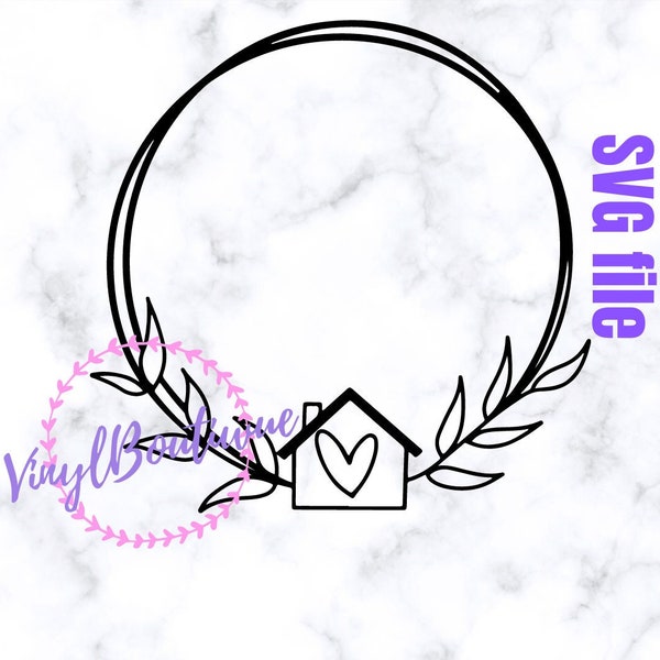 SVG file home wreath design | Memory box sticker | Vinyl Decal | SVG file | HTV transfer | cut file