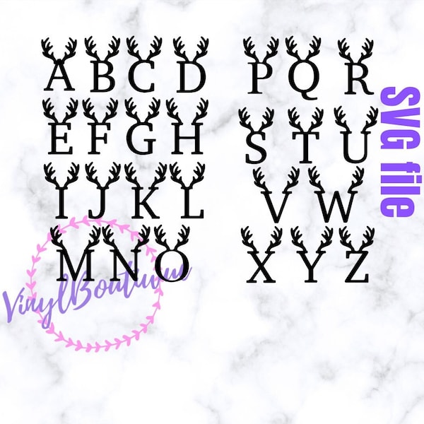 Antlered SVG IMAGE of Font for Cricut Crafts - Rustic Lettering Design File
