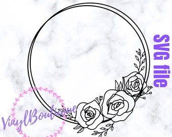 SVG file Rose Hoop Wreath | Memory box sticker | Vinyl Decal | Gift Box Sticker | Name Decal