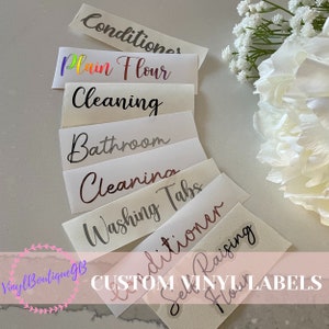 Personalised Vinyl label Stickers, Jar labels, Gift Box, Household organising labels, Kitchen Labels, Bathroom labels