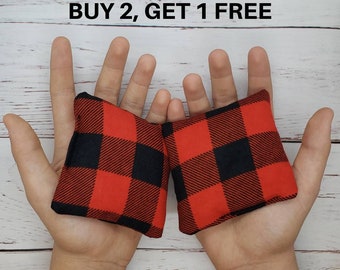 BUY 2, GET 1 FREE Hand Warmers, Reusable, Red Buffalo Plaid