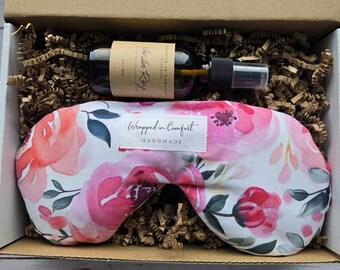 Organic Cotton Eye Pillow Gift Set | Vanilla Rose Aromatherapy Mist
