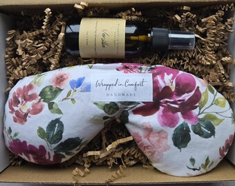 Organic Cotton Floral Eye Pillow Gift Set | Lavender Aromatherapy Mist