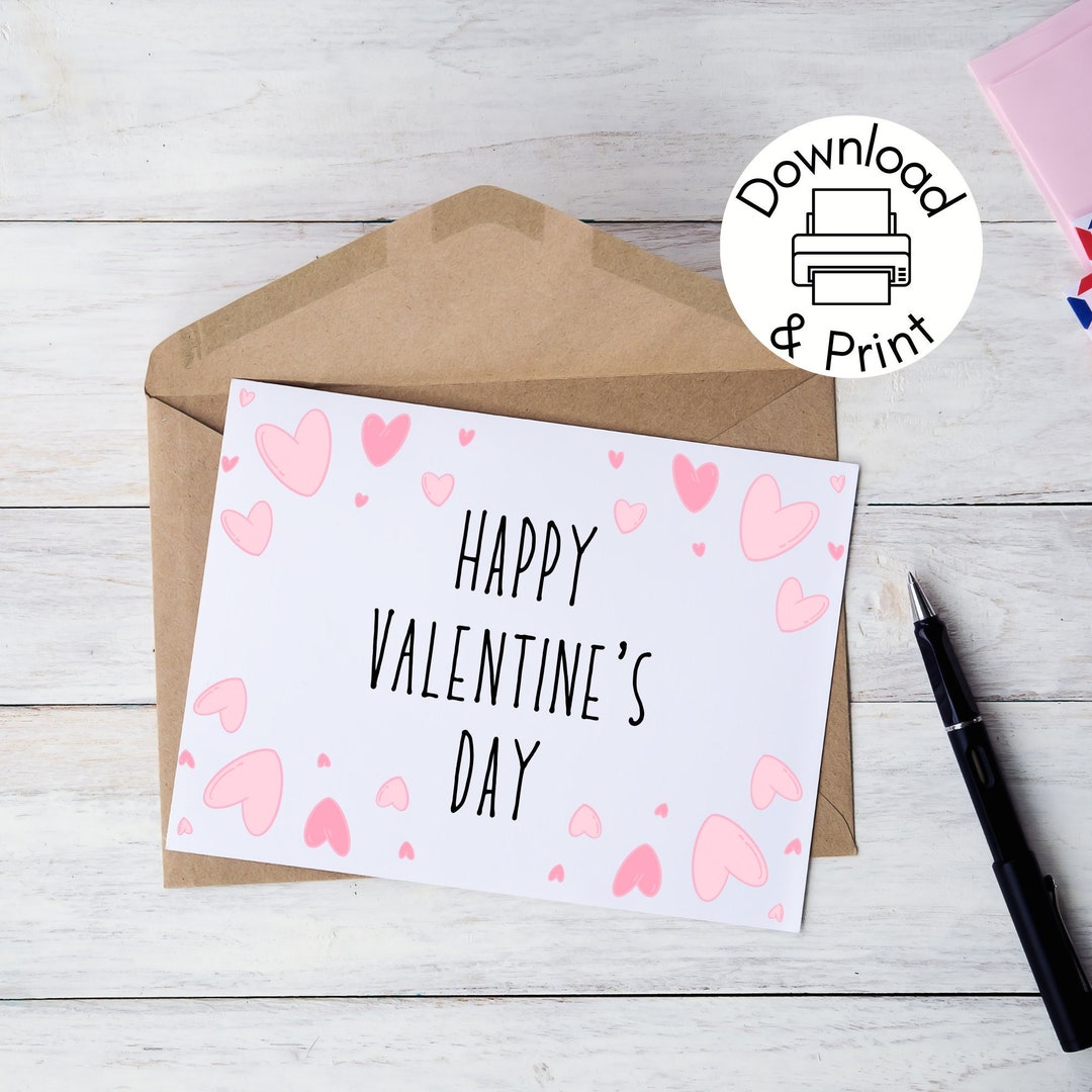Happy Valentine's Day Printable Card Instant Download PDF Card Template ...