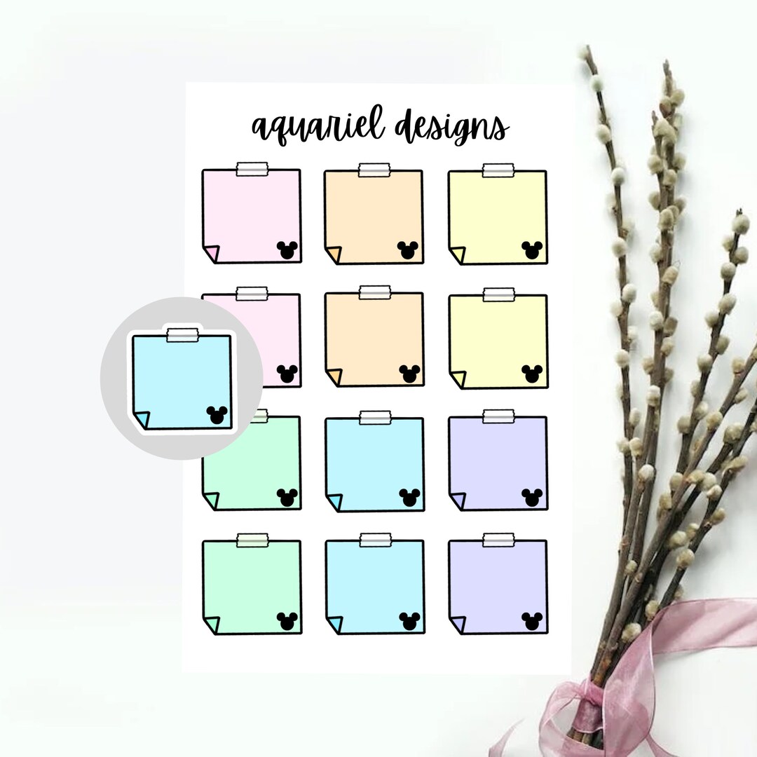 Disney Post It Sticker Sheet Pastel Disney Post Its Pastel Etsy