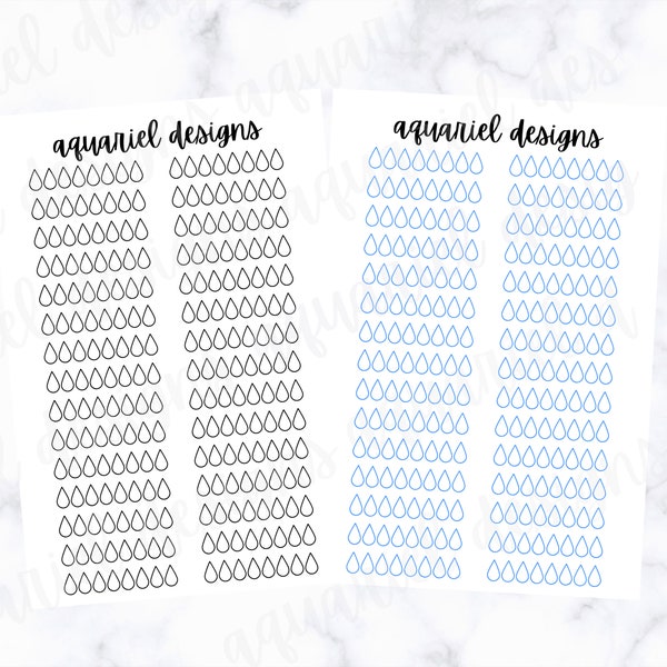 Water Tracker Stickers | Set of 30 Hydrate Planner Stickers | Bullet Journal Stickers