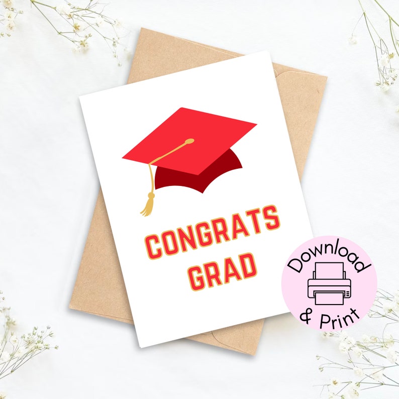 Graduation Card Congrats Grad Card Printable Graduation Etsy