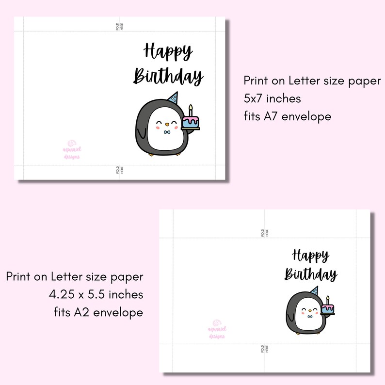 Penguin Birthday Card Cute Printable Birthday Card Cute - Etsy