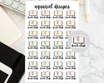Book Club Stickers, Book Icon Planner Stickers, Colorful Book Club Bullet Journal Stickers