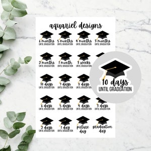 Graduation Countdown Stickers, 20 Graduation Stickers for Planners, Bullet Journals, Calendars, etc.