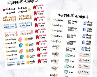 Back To School Middle/High School Stickers | School Stickers for Planner | School Planner Stickers | Bullet Journal Stickers