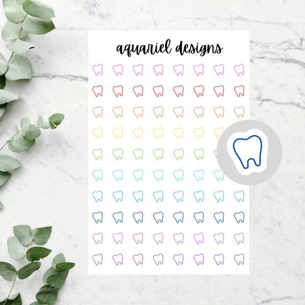 Dentist Icon Stickers, Set of 80 Dentist Appointment Reminder Planner Stickers, Dentist Bullet Journal Stickers