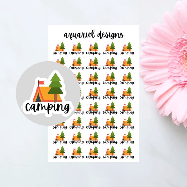 Camping Stickers, Set of 40 Camping Planner Stickers, Camping Bullet Journal Stickers