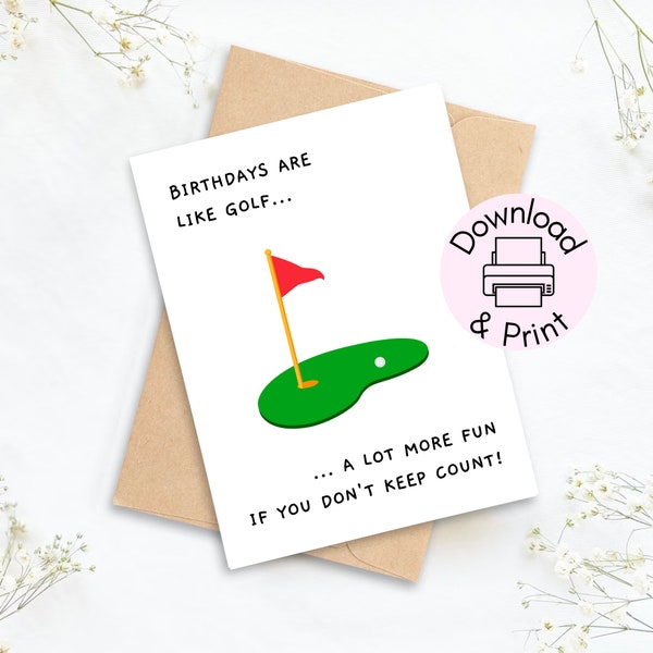 Golf Birthday Printable Card | Happy Birthday Card | Birthday Card for Golf Lover | Funny Golf Birthday Card | Golf Birthday